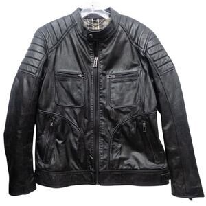 Belstaff Weybridge Leather Moto Jacket Black New  Men's XXL US 46